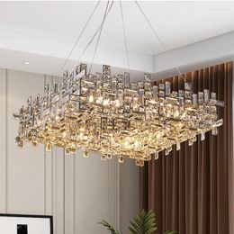 Kroonluchters Luxe uitgehold kristal kroonluchter woonkamer verlichting vierkante villa Franse restaurantontwerper decoratieve lichten
