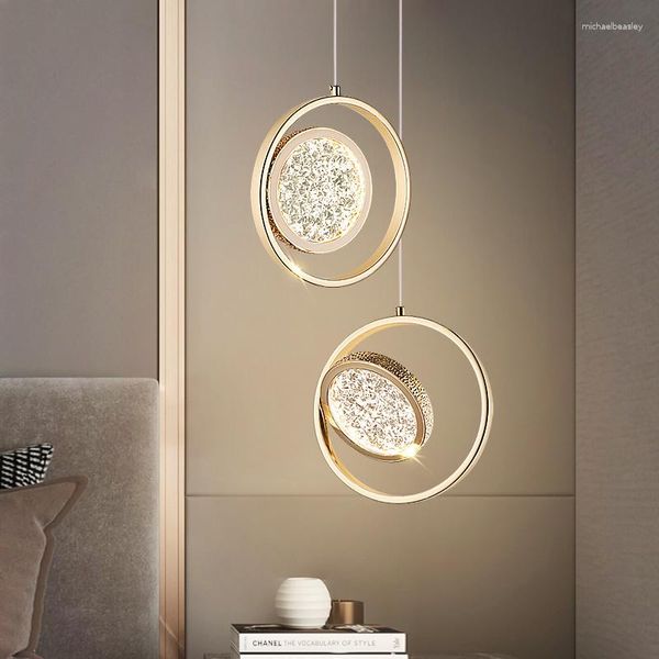Lustres De Luxe Led Plafond Réglable Fil Suspendu Pour Couloir Chevet Salon Chambre Luminaire Intérieur Éclairage Intérieur