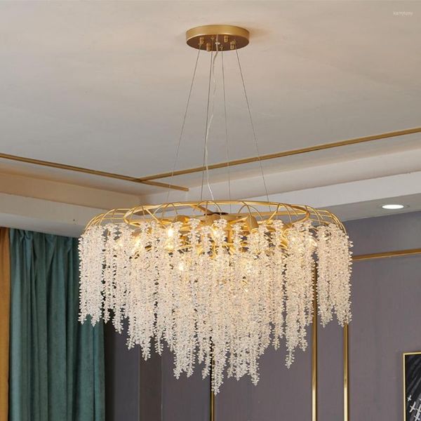 Candelabros de lujo para decoración de sala de estar, candelabro de Cristal, luces colgantes modernas para dormitorio, lámpara de Cristal