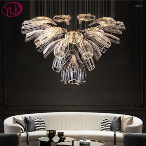 Candelabros de cristal modernos de lujo para sala de estar, decoración grande para el hogar, lámpara colgante de Cristal con flores, brillo de Cristal Led dorado/plateado