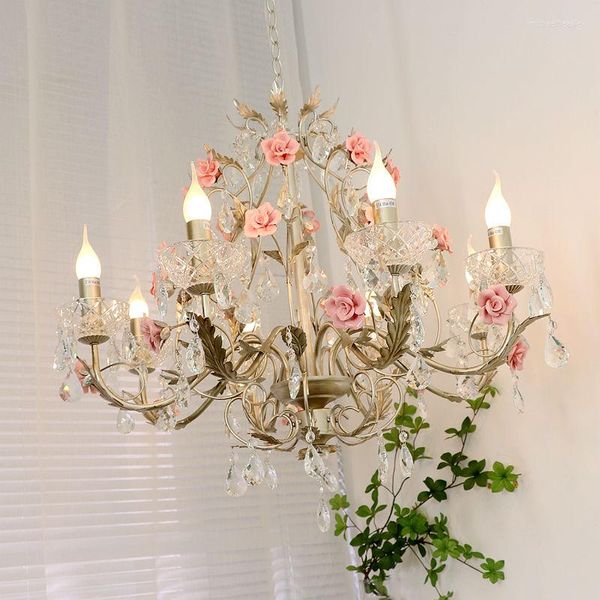 Lustres Ly Cristal Floral Bougie Style Lampe Pour Bar Café Art LED Pendentif Lampes Salon Chambre Decora Suspensions