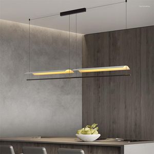 Kroonluchters Minimalisme Moderne tegel strip kroonluchter eetkamer rechte led led hanger verlichting zwart witte metalen hanglampen