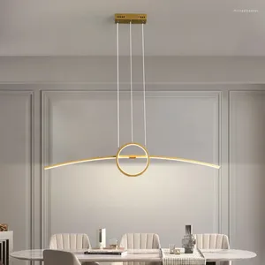 Lustres minimalistes créatifs modernes en or noir de suspensions à LED Black suspendues pour manger le salon de la cuisine îlot de cuisine lampe de lustre
