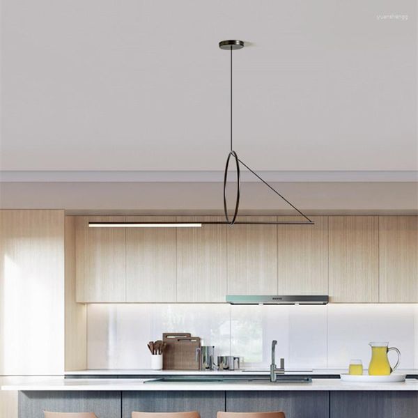 Lustres Minimaliste Lustre Géométrique Salon Salle À Manger Cuisine Île Suspension Lampe Créative Personnalité Français