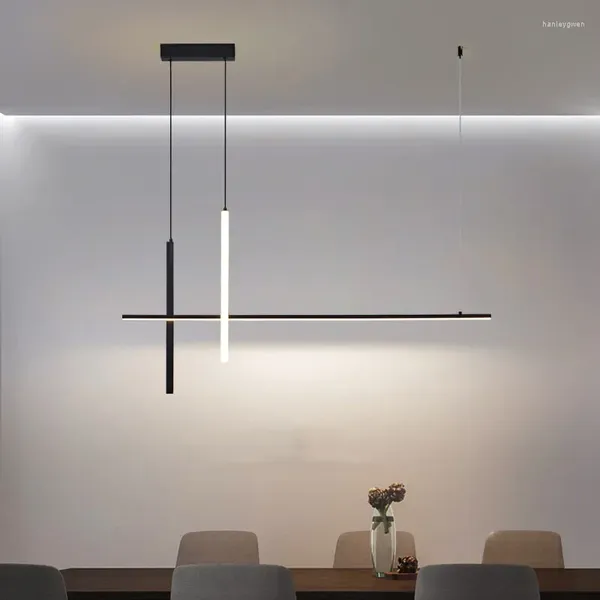 Lustres Ligne minimaliste Lampes à suspension haut de gamme Cuisine moderne Table à manger Restaurant Décoration Lampe à suspension LED Spot Lustre Lumière