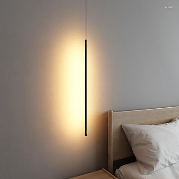 Lustres Minimaliste Ligne Bande Pendentif Lumières Suspendus Chambre Chevet Luminaires Moderne LED Éclairage Décor Salon Géométrie Lampe