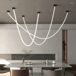 Lustres lignes minimalistes tubes LED blancs flexibles bricolage plafond à intensité variable salon et éclairage intérieur