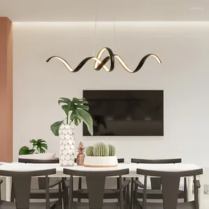 Lustres modernes en aluminium en forme de cravate LED plafond pour table à manger cuisine île salon éclairage intérieur décor lampe suspendue