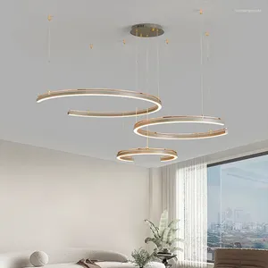 Candelabros modernos y simples 2023LED, anillo de lujo para sala de estar, lámpara de techo, iluminación para restaurante, accesorios de decoración del hogar