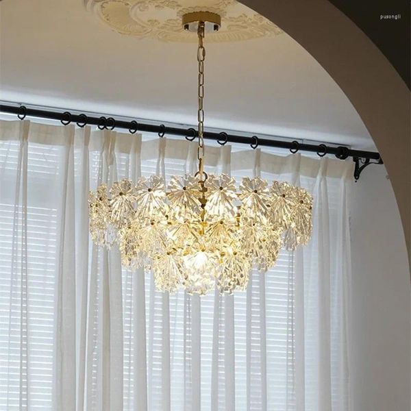 Lustres modernes art cristal plafond lustre luxe en verre pendent lampe de chambre légère salon salon bar suspension luminaire
