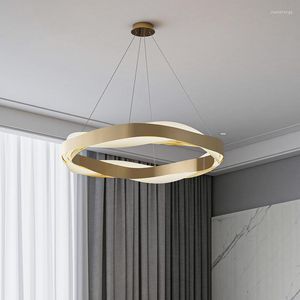 Kroonluchters moderne kunst ronde metalen ring led kroonluchter Noordse keuken woonkamer slaapkamer eettafel decoratieve hanglamp armaturen