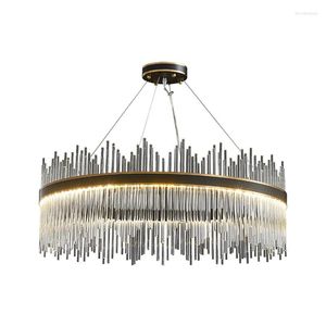 Lustres Moderne Noir / Or Métal Led Lustre Éclairage Dimmable Cristal Pendentif Lumières De Luxe Lustre Luminaires Suspension Lampe