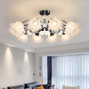 Lustres modernes noirs LED lampes de salon nordique minimaliste décoration de la maison chambre salle à manger Table suspendue lustre