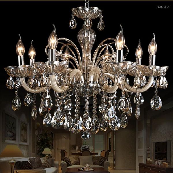 Lustres Moderne Bougie Cognac Couleur Lustre En Cristal Salon Grande Ambiance Lumineuse Restaurant Chambre Hall El Lampe Suspendue