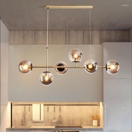 Kroonluchters moderne plafondkroonluchter rookgrijs glas LED 6-lichts verstelbare hanglamp voor keuken loft wonen eetkamer goud zwart
