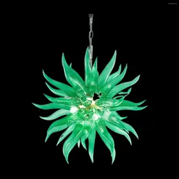 Kroonluchters moderne plafond hanger lamp groen kleur ontwerper 2023 woonkamer decoratie geblazen glazen kroonluchter kunstdecor