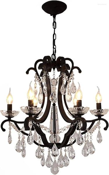 Lustres lustre moderne plafonnier cristal bougeoir lampe pendentif noir vintage suspendu pour chambre à coucher