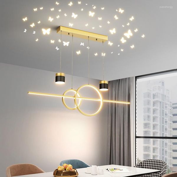 Lustres Lustre Moderne Éclairage À La Maison Plafond Monté Pour Salon Chambre Étude Suspension Lampe OrNoir Couleur Éclairages