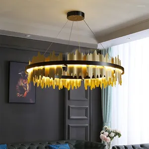 Kroonluchters Modern kroonluchter licht goudhangende lamp voor woonkamer creatief artistiek zwart eetgelegen plafond