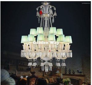 Kroonluchters moderne heldere kroonluchter woonkamer Europese kristallen kaars hangende lampen luxe k9 lichten ac d