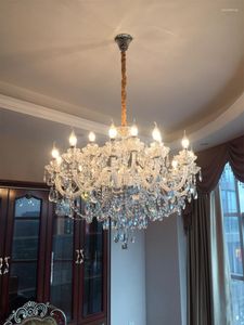 Lustres Moderne Lustre En Cristal Clair Plafond En Verre Bol Bougie Suspendus Luminaire Décoration De Mariage LED Suspension Lampe