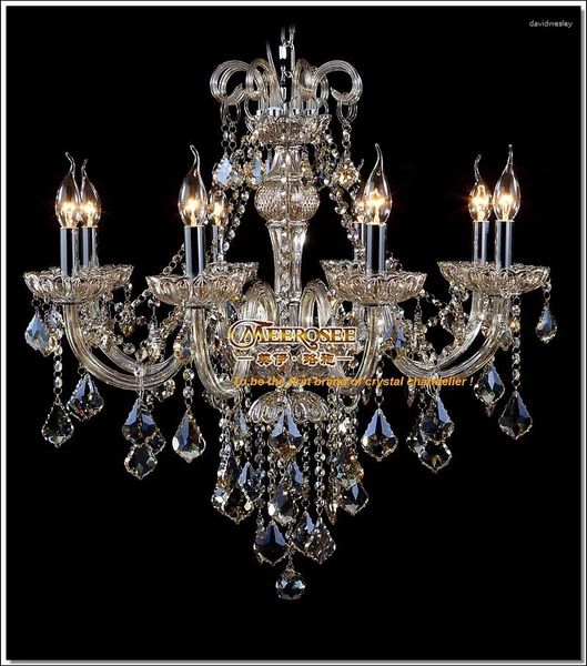 Lámparas de araña de cristal de coñac moderno, lámpara de cristal con brazos colgantes, iluminación interior para decoración del hogar