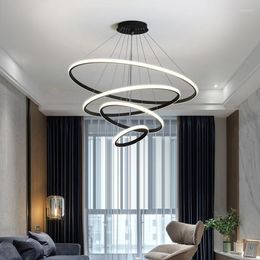 Lustres Combinaison Moderne Cercle Rond Lustre Éclairage Luminaria De Teto Para Sala Loft Suspension Suspension Lustre Luminaire