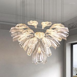 Kroonluchters Modern creatief ontwerp LED-kroonluchter voor woonkamer Luxe bloemglas binnenverlichting Home Decor Zilveren hangende lampen