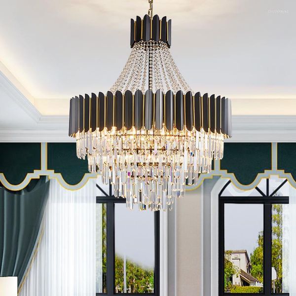 Lustres Moderne Lustre En Cristal Plafond Pour Grand Salon Décor De Luxe Lampe Suspendue Loft Escalier Indooor Luminaire