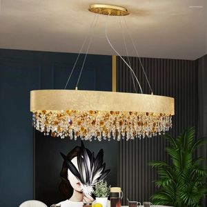Kroonluchters moderne kristallen kroonluchter voor eetkamer goud hangende verlichting led lamp ronde luxe woning decor kleurrijke cristal keuken glans