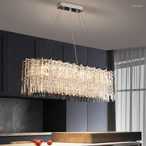 Kroonluchters Moderne Kristallen Kroonluchter Voor Eetkamer Chroom Groot Huisdecoratie Hanglamp Luxe Keukeneiland Led Kristallen Lamp