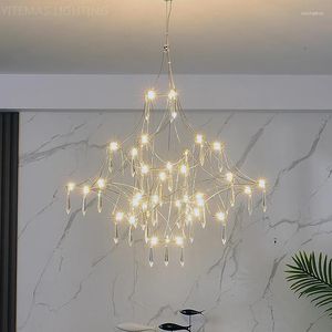 Kroonluchters moderne kristallen kroonluchter LED -verlichting voor woonkamer grote plafond slaapkamer trap goud/zilveren suspentielampje