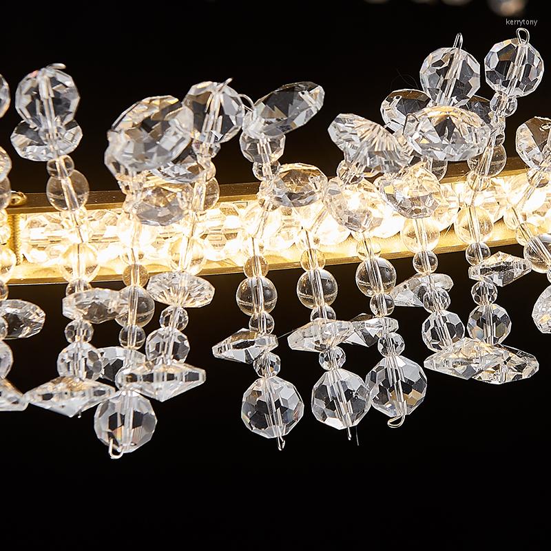 Lustres de lustre de cristal moderno iluminação para anel de anel de ouro Decoração LED de lâmpadas cristais de lustre LED