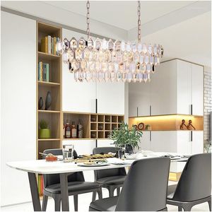Lustres modernes cristal lustre salon luxe d￩coratif lampe creux rectangle restaurant restaurant K9