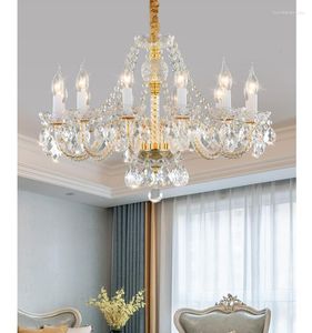 Lustres Moderne Cristal doré clair pendentif LED lampe suspendue pour salon Lustres De Sala Cristal lustre luminaires