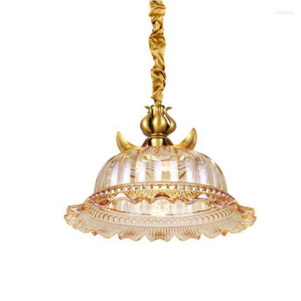 Lustres Moderne Cristal Cuisine Pendentif Lampe LED Bronzé Américain Rétro En Fer Forgé Lustre En Laiton Salle À Manger Lampes Suspendues