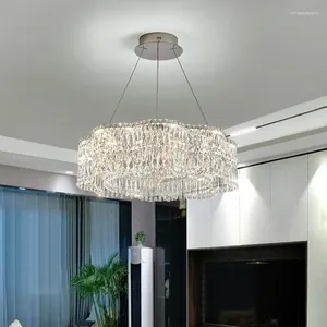 Kroonluchters Moderne kristallen LED-kroonluchter Luxe roestvrijstalen golf K9 Hanglamp Plafondbloem Hanglampen 3 jaar garantie