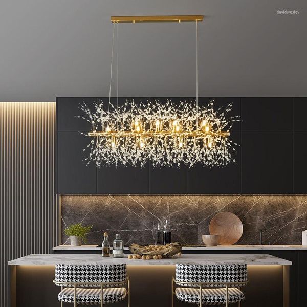 Lustres Moderne Cristal Led G9 Pissenlit Lustre Suspension Pour Salon Salle À Manger Boutique Intérieur Luminaire Décor À La Maison