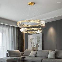 Lustres Moderne Cristal De Luxe Salon Lampe Anneau Chambre Restaurant Lobby ADN Spirale Conception LED Éclairage