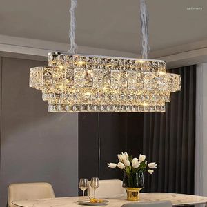 Kroonluchters Moderne Kristallen Rechthoek Kroonluchter Voor Eetkamer Luxe Home Decor Hanglamp Led Keukeneiland Binnenverlichting Armatuur