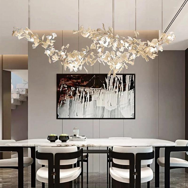 Chandeliers Modern Design Living Room Ceramics Leaves Bedroom Hanging Lamps Luxury El Art Lobby House Decor Lights Fixtures