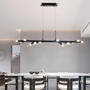 Kroonluchters moderne eetkamer hanger long led kroonluchter voor keuken zolder bar winkel huisdecor neutraal licht licht lichtbijlage zwart 2022