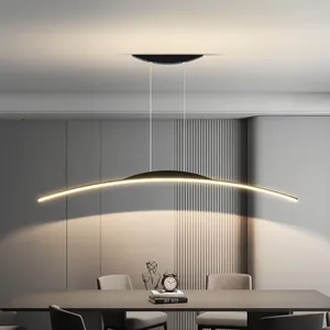 Lustres moderne Table à manger barre suspension lampe minimaliste Led longue bureau suspendu lustre salle de concepteur éclairage simple
