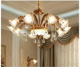 Lustres modernes européens E14 lampe en cristal salon Restaurant chambre de luxe en alliage de Zinc bougie lustre D