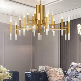 Lustres Design de mode moderne Led lustre Art décor Tube G4 pendentif suspendu chaîne de lumière suspendus lampe luminaires pour chambre