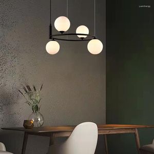 Kroonluchters Moderne G9 Bulb Hanglichten Witglas Foyer Slaapkamer Eetkamer Hangende lamp Draad Verstelbaar goud Zwart metalen Home Deco