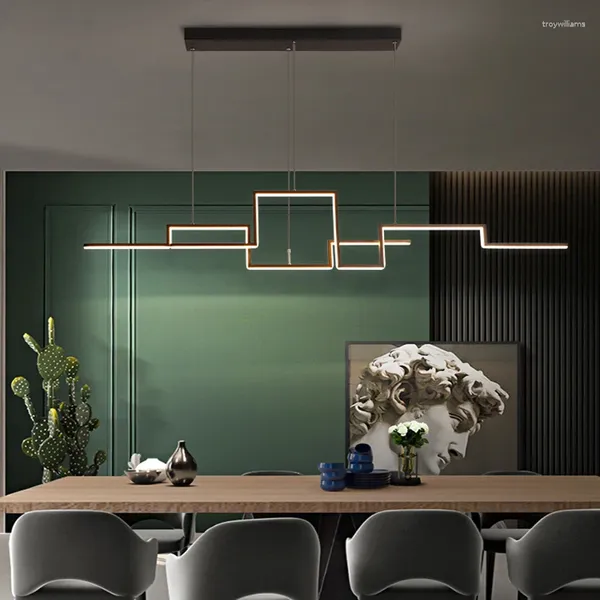 Candeliers Geometría moderna LED para una decoración de comedor vivo Luces colgantes de la cocina Minimalista Lámpara colgante de interior