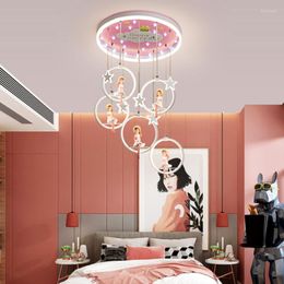 Candelabros, decoración moderna para el hogar para niñas, para dormitorio, lámparas de techo, iluminación Interior, rosa, Led inteligente, comedor interior