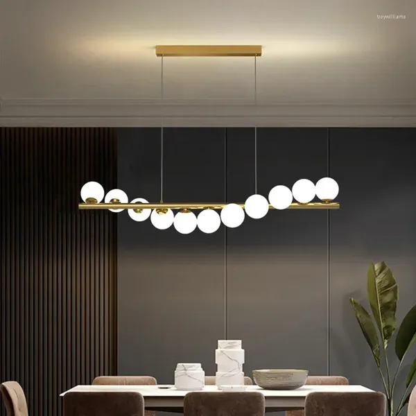 Lustres Boule de verre moderne LED lustre de plafond pour table salle à manger cuisine lampe bureau réception intérieur suspension luminaire