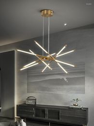 Lustres LED doré moderne pour salon salle à manger chambre cuisine maison suspendu plafond suspension lampe luminaire intérieur